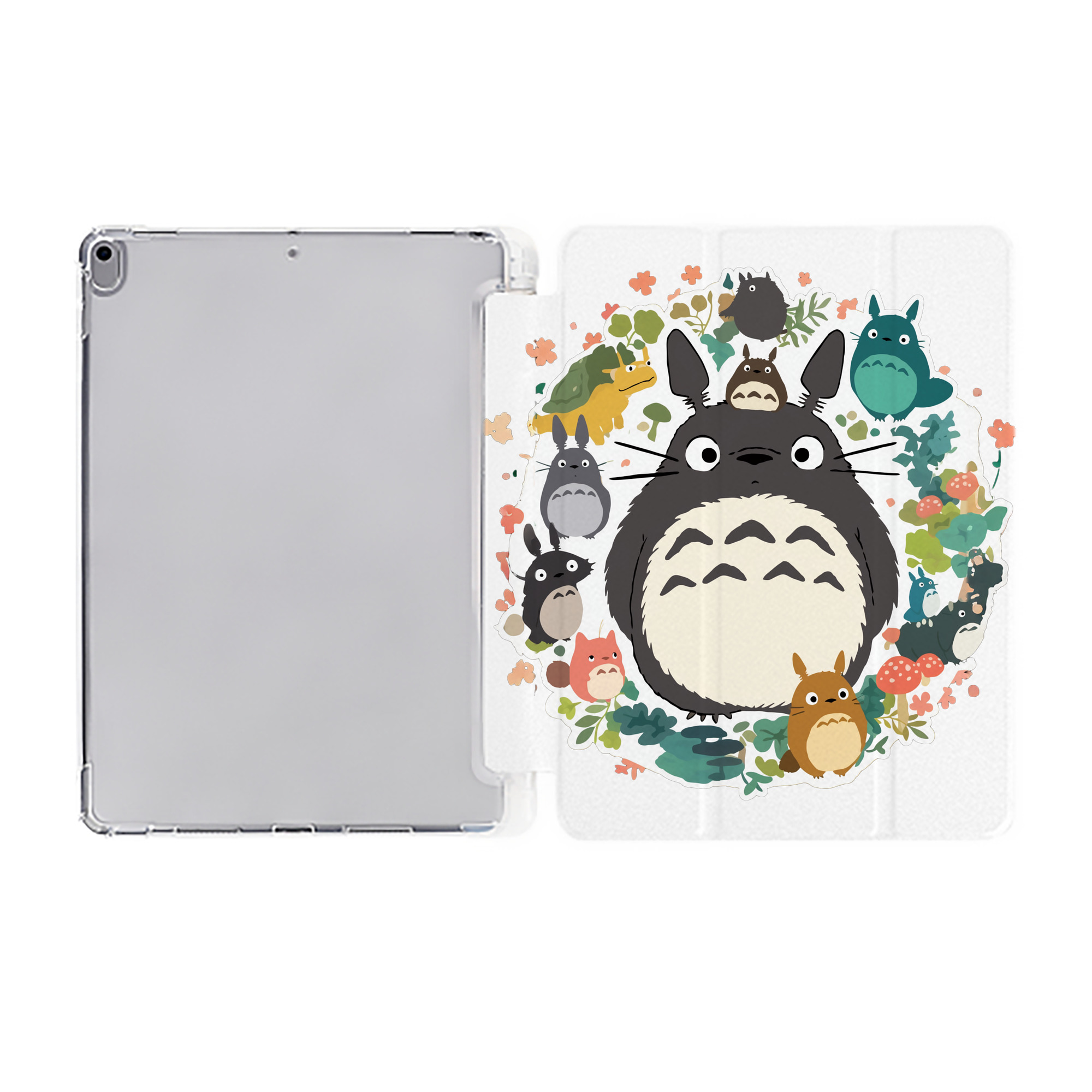 （画像用） となりのトトロ 草壁メイ 草壁サツキ My Neighbor Totoro Satsuki Kusakabe Mei Kusakabe IPad ケース ペン収納付き 三つ折りスタンド PUレザー×シリコン 対応機種9.5/10.5/10.9インチ